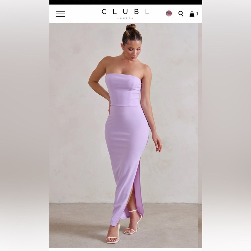 Lilac Bandeau Maxi dress with slit